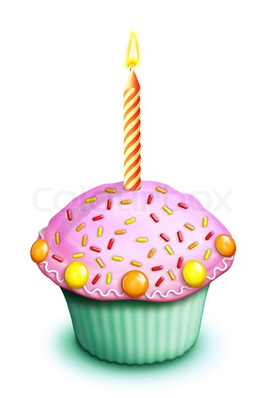 Illustrated Birthday Cupcake With Stock Image Colourbox
