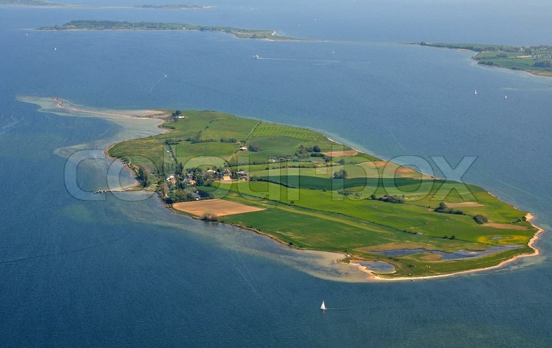 Luftfoto over Bjørnø Stock foto Colourbox