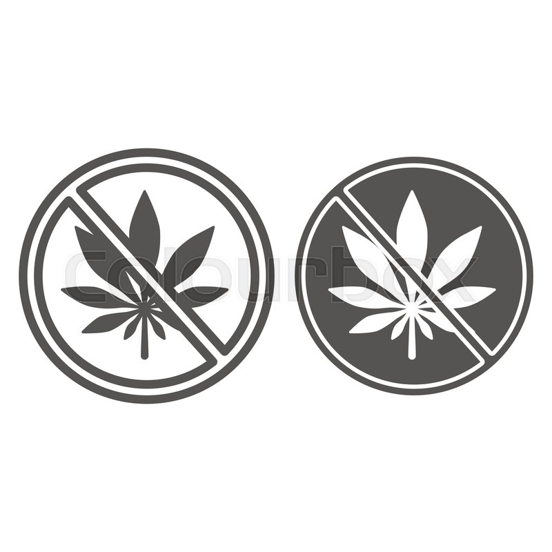 No marijuana sign line and solid icon, | Stock vector | Colourbox