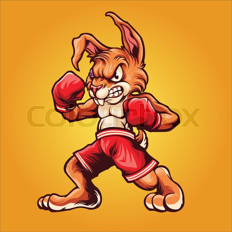 Strong Rabbit wear boxing gloves for ... | Stock vector | Colourbox