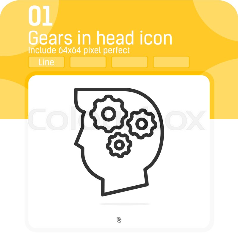 Gear in head icon with line style ... | Stock vector | Colourbox