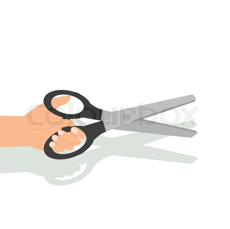 Hand holding black scissors isolated Stock vector Colourbox