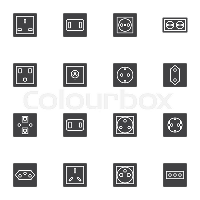 Electrical socket types vector icons Stock vector Colourbox