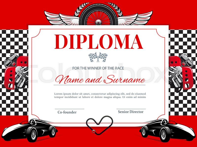 Certificate, car races and speed ... | Stock vector | Colourbox