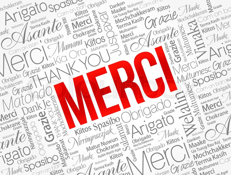 Merci (Thank You in French) word cloud Stock vector Colourbox