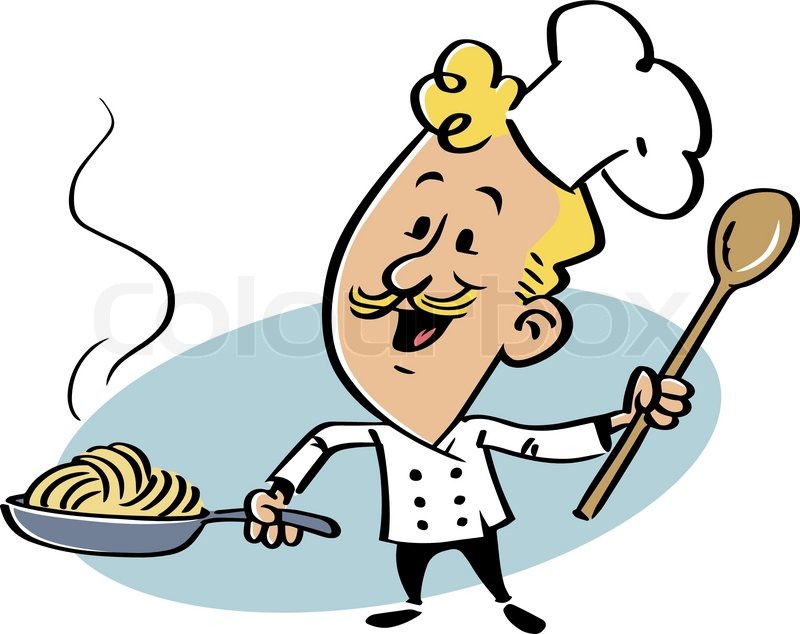 Smiling Chef With A Skillet With Stock Vector Colourbox