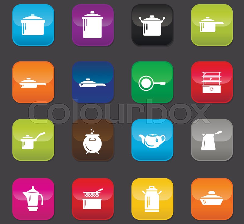 Dishes symbol for web icons. Colored Stock vector Colourbox