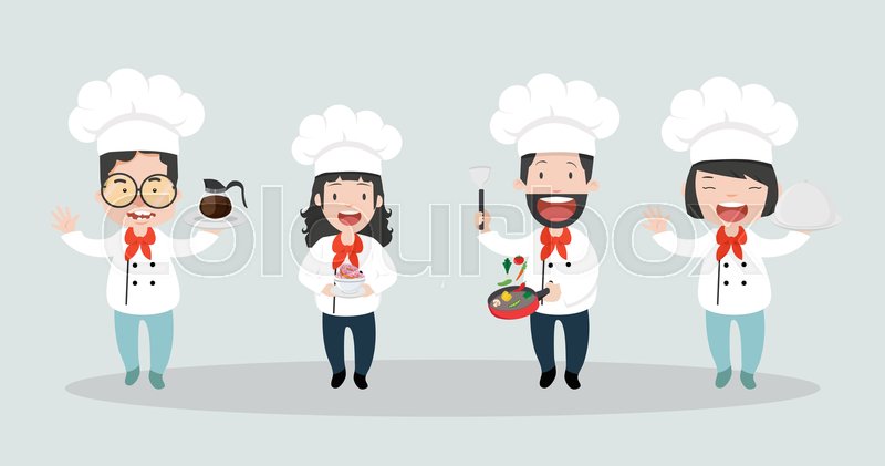 chef cooking cartoon character set | Stock vector | Colourbox