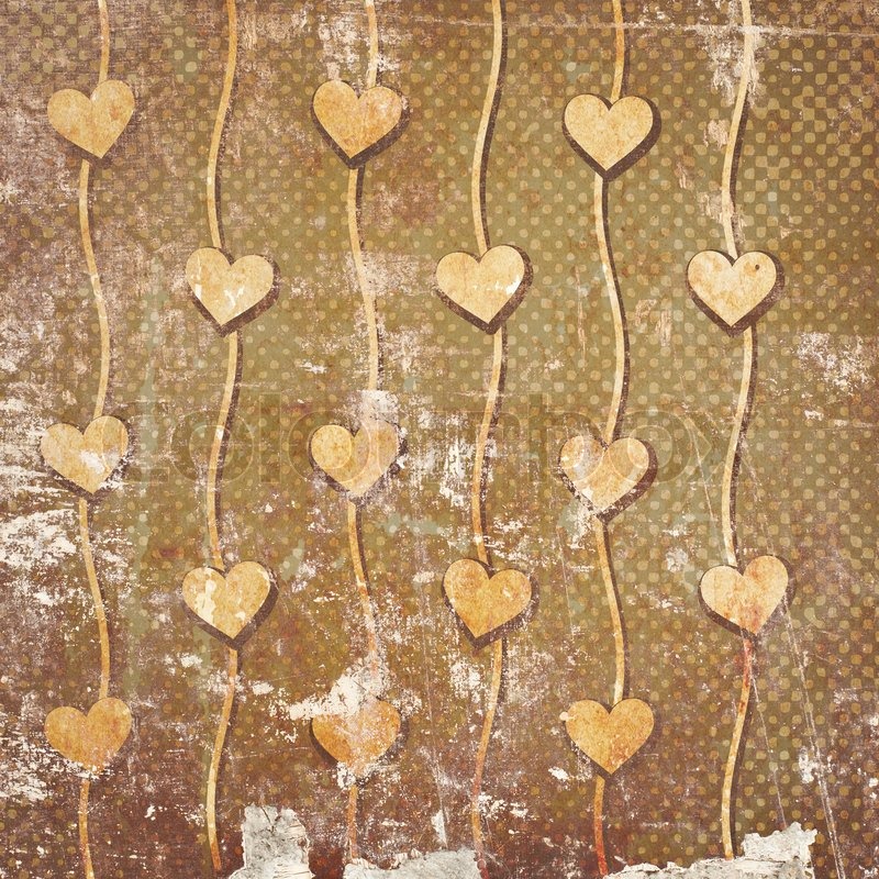 Abstract hearts on vintage background | Stock image | Colourbox