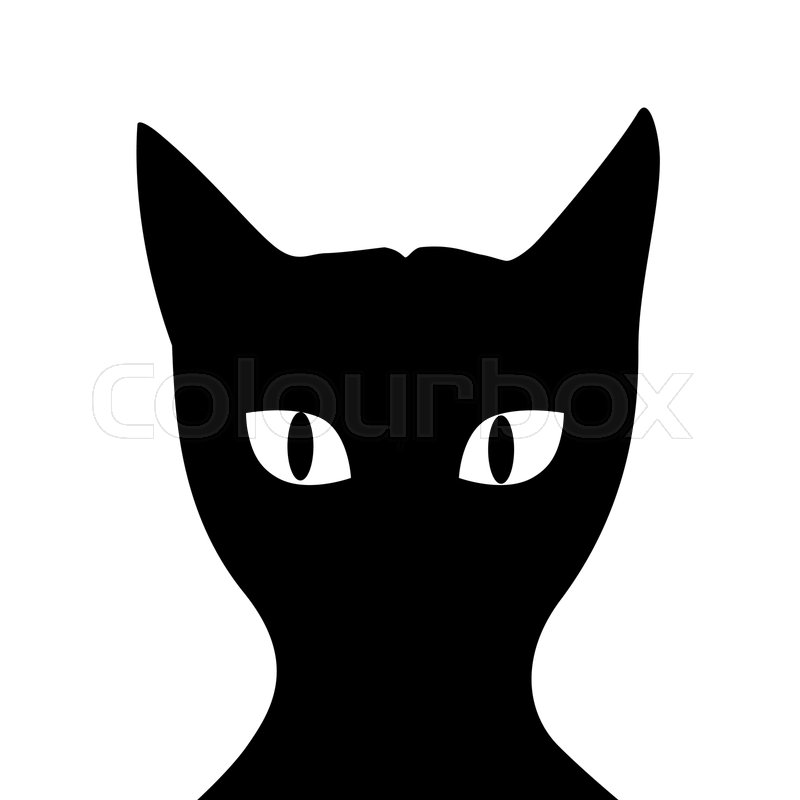 Black cat silhouette with eyes | Stock vector | Colourbox