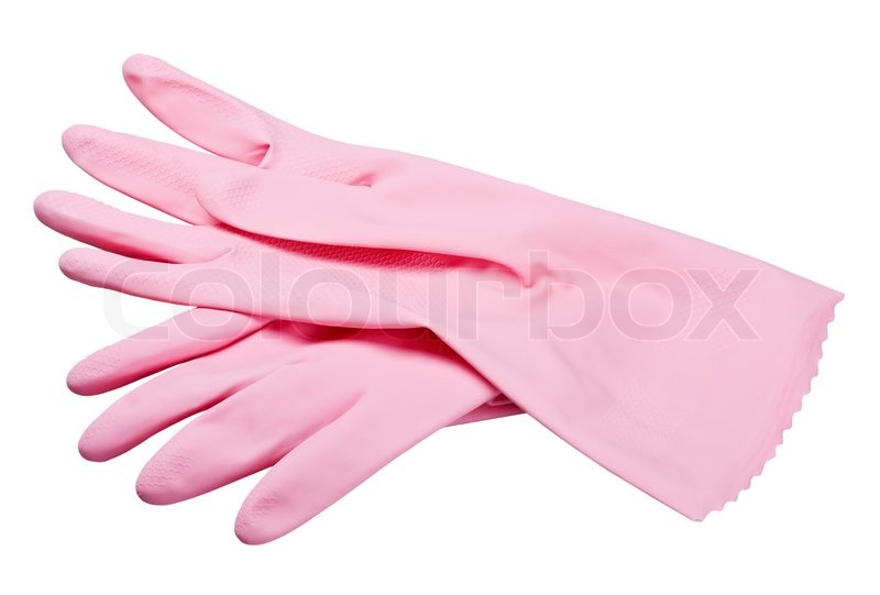 Pink rubber gloves Stock Photo Colourbox