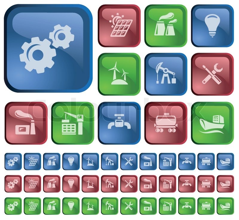 Industrial button set Stock vector Colourbox