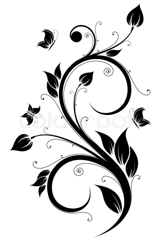 Line Art Flower Stencil Designs : Floral design element stock photo colourbox