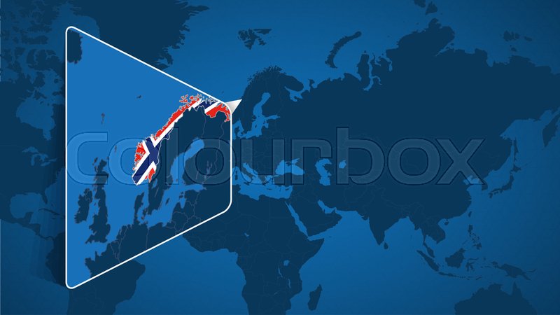 Location Of Norway On The World Map Stock Vector Colourbox 800px COLOURBOX49621073