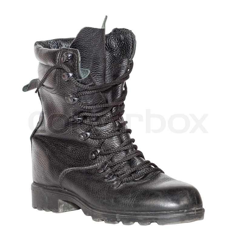 Black army boot isolated on white | Stock image | Colourbox