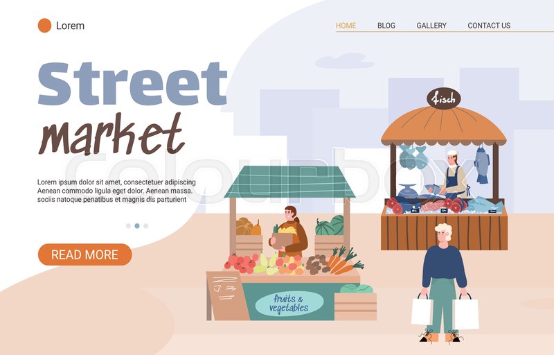Street Market Cartoon
