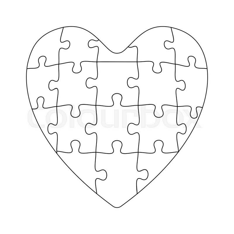 Unusual Valentines Day Blank Jigsaw Puzzle. Simple line art style for  printing and web. Puzzles heart. Stock vector illustration for crafting |  Stock vector | Colourbox