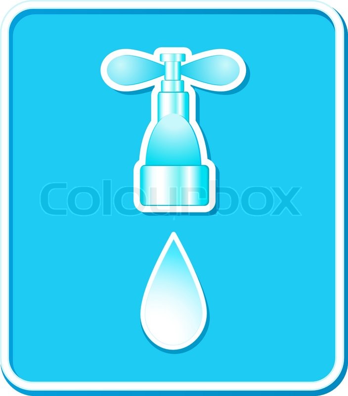 Blue icon with tap and water drop with ... | Stock vector | Colourbox