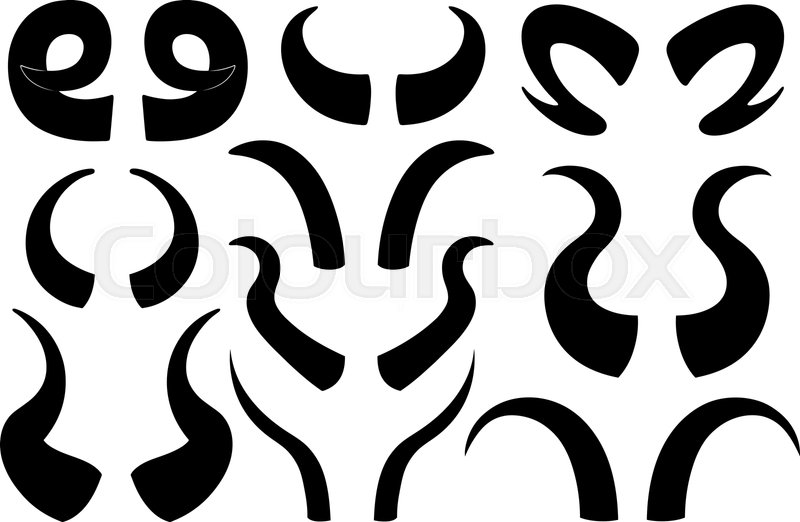 Collection of different animal horns Stock vector Colourbox