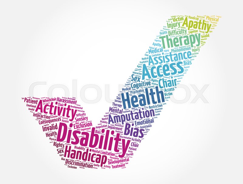 Disability check mark word cloud Stock vector Colourbox