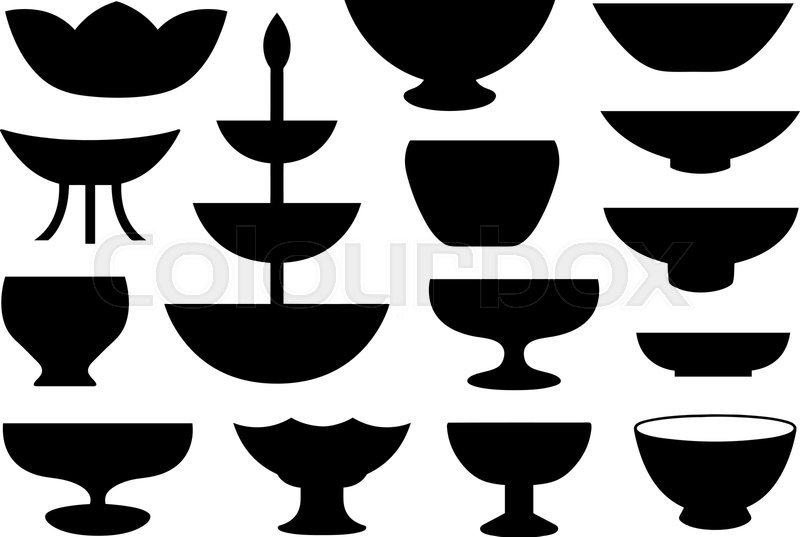 Group of different bowls isolated on Stock vector Colourbox