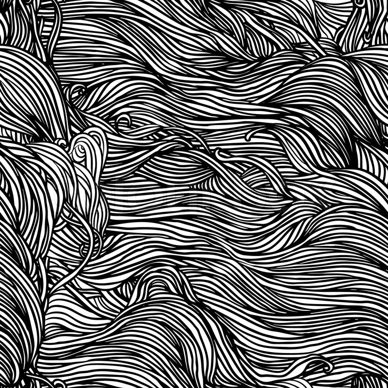 Seamless black and white abstract pattern with waves