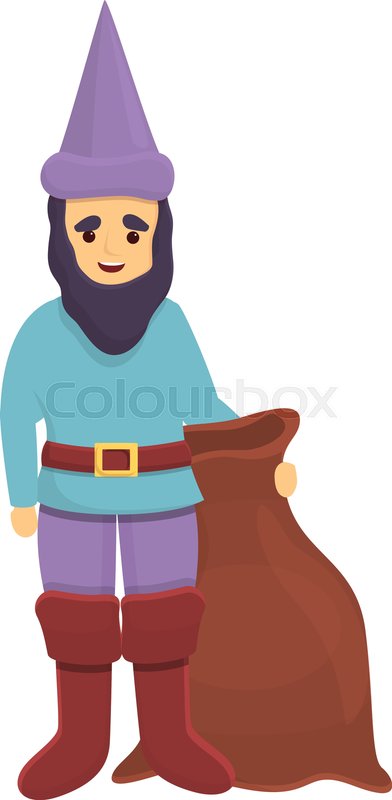 Garden Gnome With Sack Icon Cartoon Stock Vector Colourbox