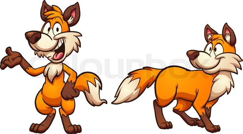 Cartoon fox standing in two and four | Stock vector | Colourbox
