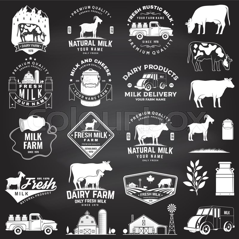Dairy farm. Only fresh milk badge, | Stock vector | Colourbox