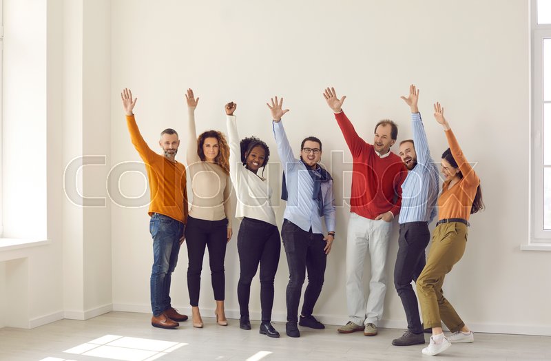 Happy Rising People Happy Group Of Diverse People