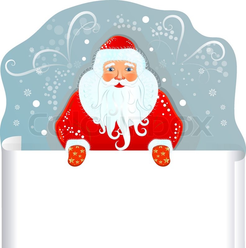 Santa Claus With Blank Paper Santa Claus With Blank Sheet Of Paper Stock Vector