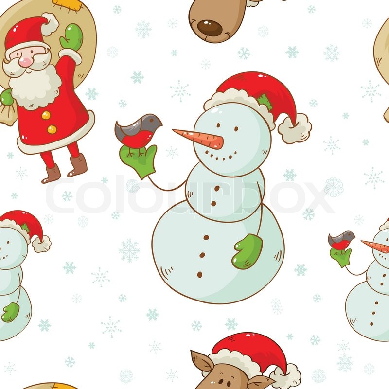 Christmas cartoon characters seamless | Stock vector | Colourbox