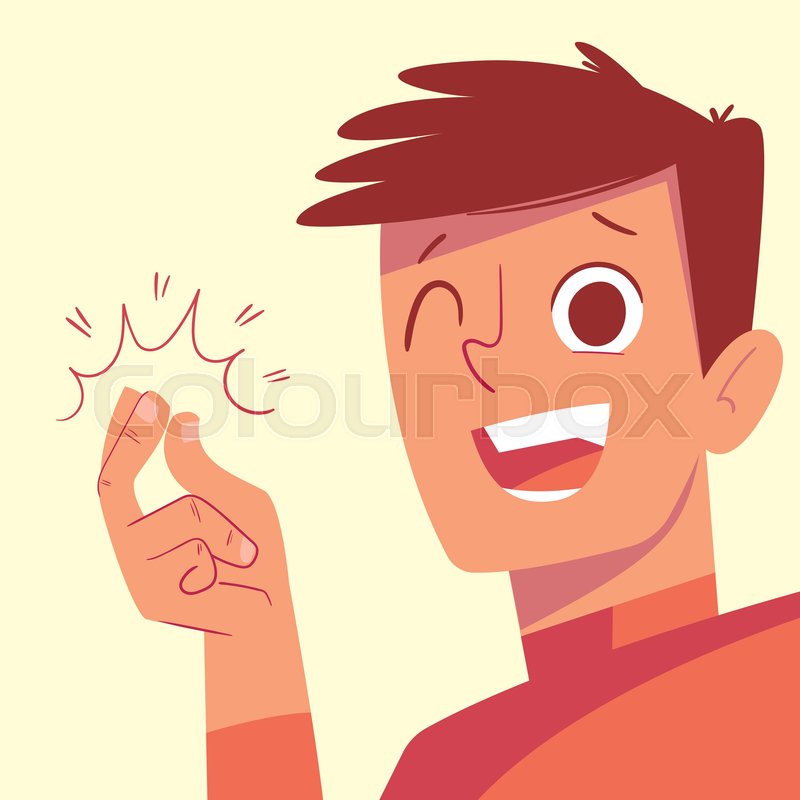 Young man snaps his fingers and winks. Stock vector Colourbox
