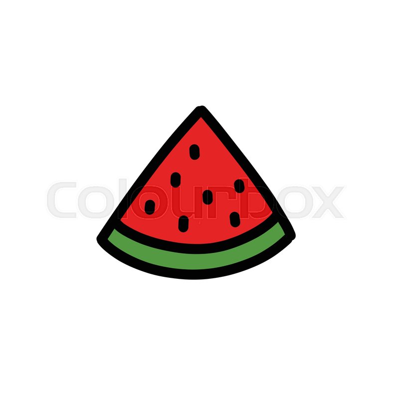 Watermelon doodle icon, vector color | Stock vector | Colourbox