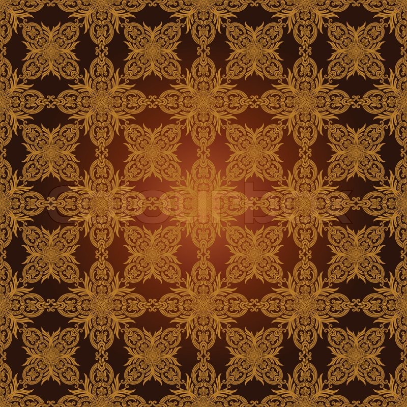 Vintage beautiful background with rich, old style, luxury ornamentation,  fashioned seamless pattern, luxury, royal gold brown, vector wallpaper,  floral, oldest style swatch fabric for decoration and design | Stock vector  | Colourbox