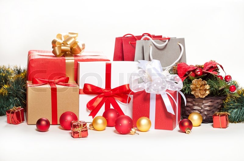 christmas gifts and decorations on a white background stock photo colourbox - Christmas Present Decoration christmas gifts and decorations on a white background stock photo colourbox - Christmas Present Decoration