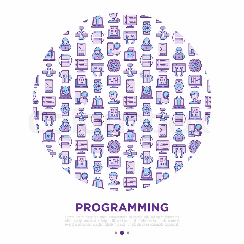 Programming concept in circle with ... | Stock vector | Colourbox