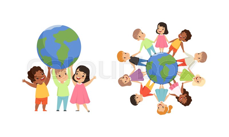 Friendship, Unity, Earth Planet Protection, Kids Holding Hands Standing the World Cartoon Vector Illustration | Stock vector | Colourbox Friendship, Unity, Earth Planet Protection, Kids Holding Hands Standing the World Cartoon Vector Illustration | Stock vector | Colourbox