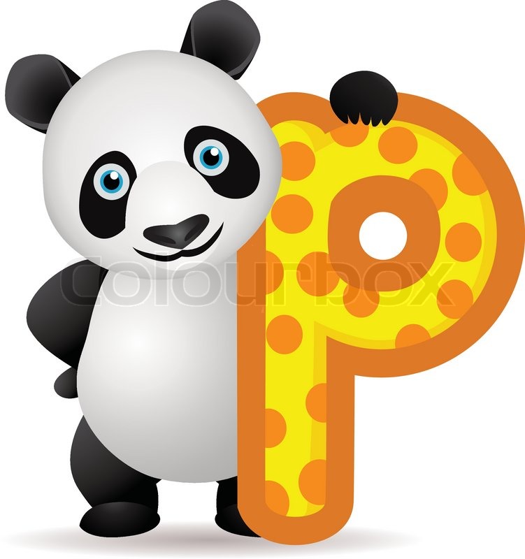 Animal alphabet P with Panda cartoon | Stock Vector | Colourbox