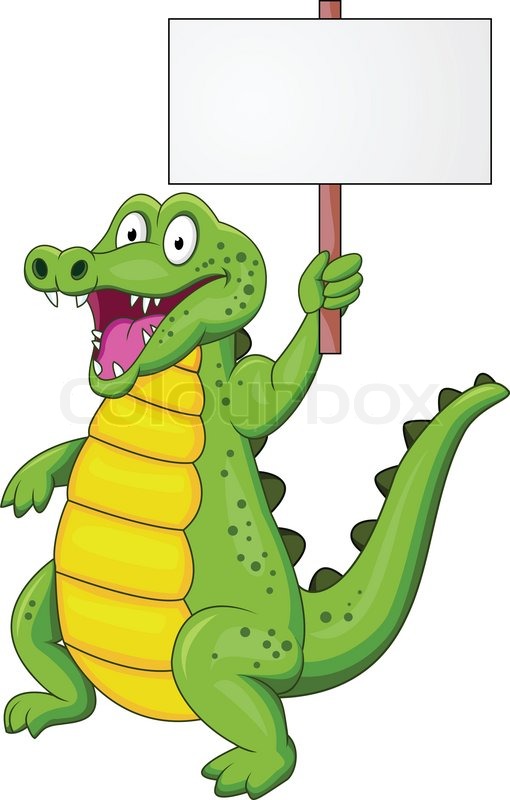 Krokodil Cartoon Mit Leere Zeichen Stock Vektor Colourbox