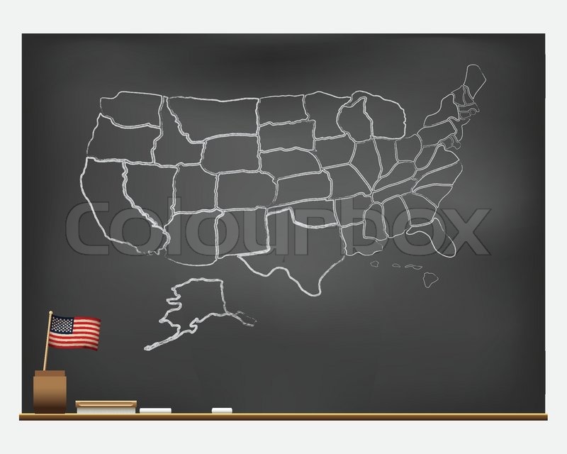 Chalkboard with hand drawn USA map Stock Vector Colourbox