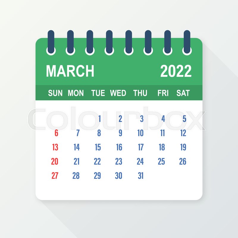 March 2022 Calendar Leaf. Calendar ... | Stock Vector | Colourbox