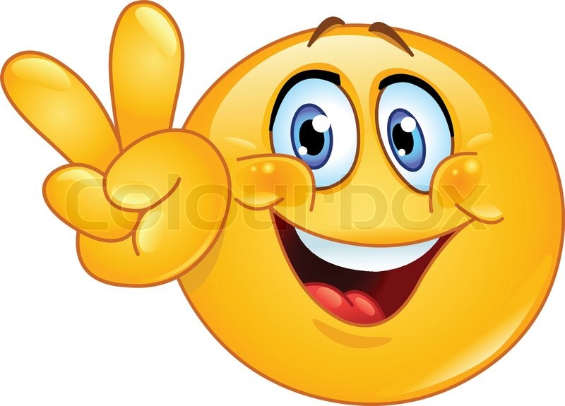 Emoticon showing the V sign | Stock Vector | Colourbox