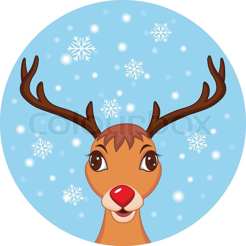 cute christmas reindeer rudolf stock vector colourbox
