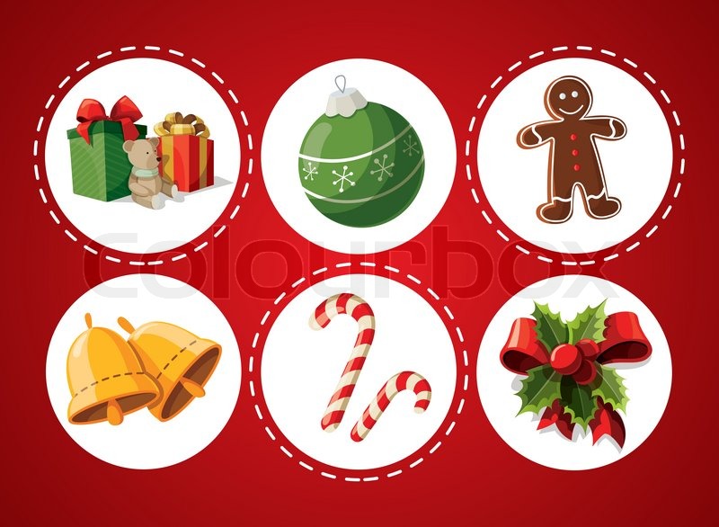 set of christmas items stock vector colourbox set of christmas items stock vector colourbox