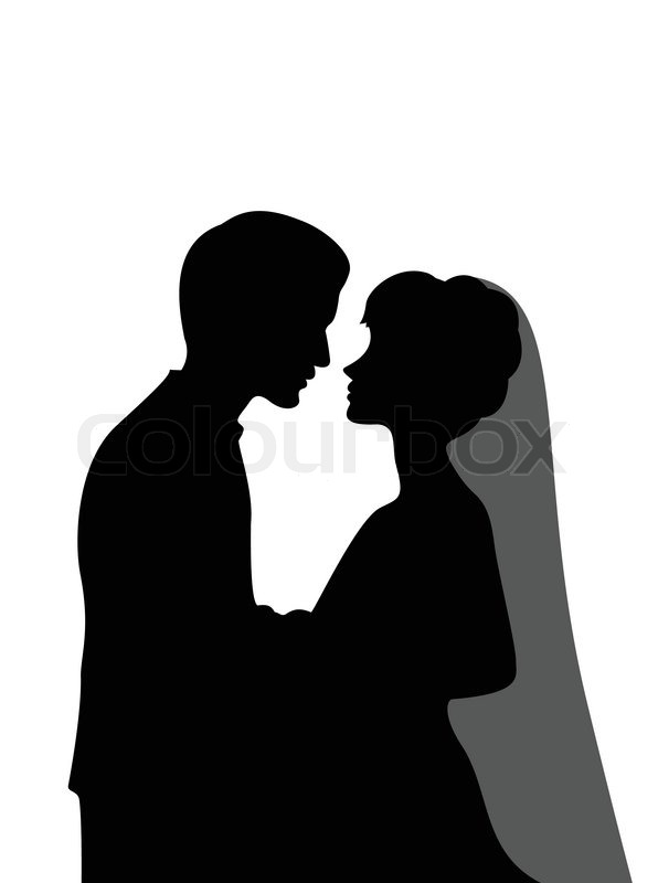 bride and groom vector silhouette