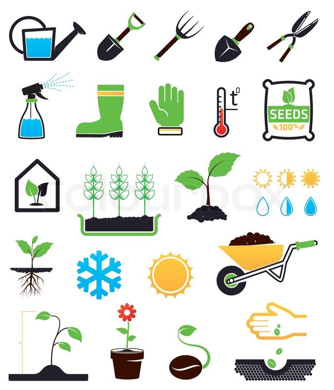 Gardening icons set | Stock Vector | Colourbox