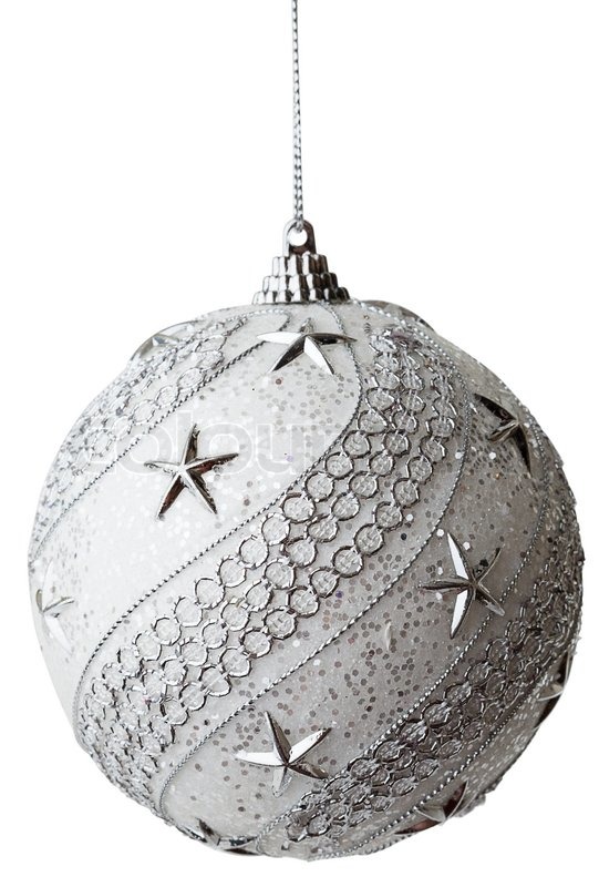 silver christmas bauble with clipping path stock photo silver christmas bauble with clipping path stock photo