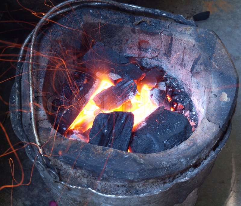 Burning charcoal Stock image Colourbox