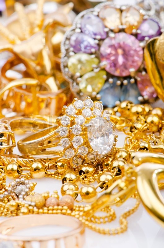Large collection of gold jewellery | Stock image | Colourbox